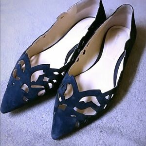 Zara Suede Laser Cut Ballet Flats